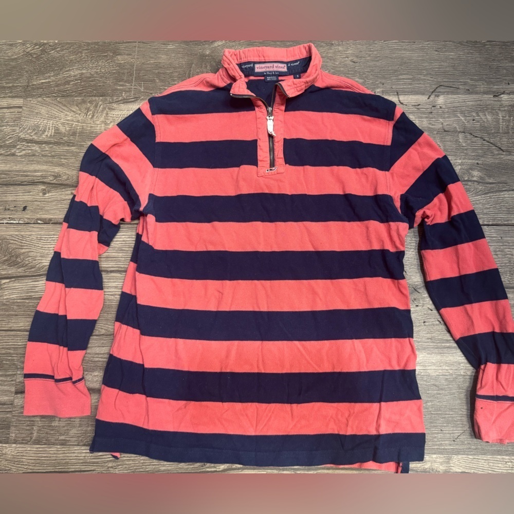 Vineyard Vines Pink and Navy Striped Sweater